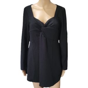 Rosegal Black Shimmery Front Knot V Neck Top 1X NWT